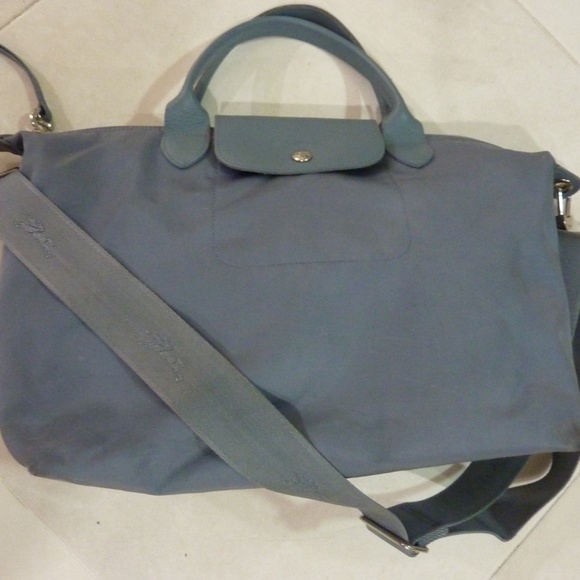 LONGCHAMP Tote Bag Le Pliage Neo 2WAY Lightweight Blue w/ shoulder strap - Picture 4 of 15